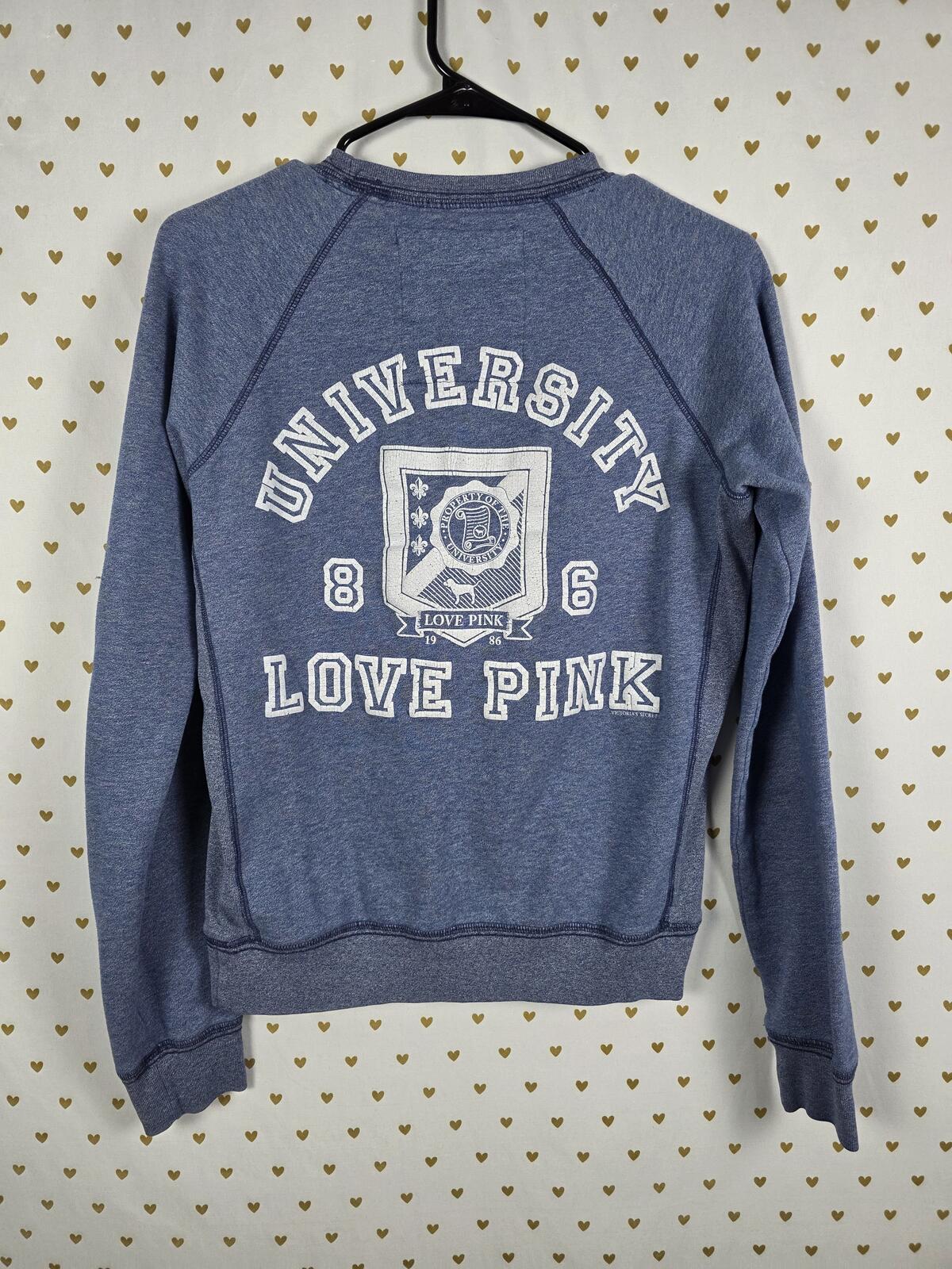 Victorias Secret Pink Vintage y2K UNIVERSITY 86 Crew Sweater SMALL