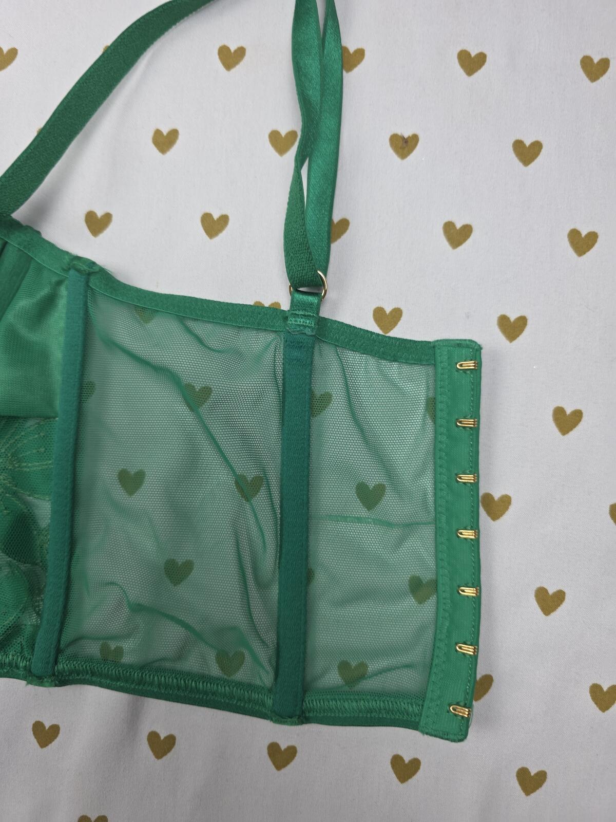 Victoria’s Secret Very Sexy Applique Green Glam Embroidery Corset top SMALL