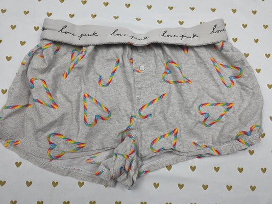 Victorias Secret PINK RAINBOW HEARTS XS Sleep Shorts Boxers Pajama Bottoms