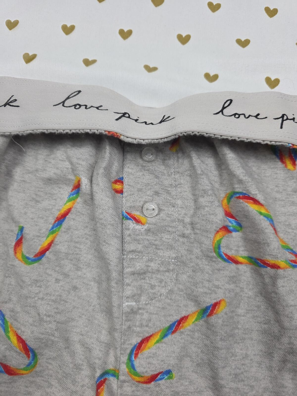 Victorias Secret PINK RAINBOW HEARTS XS Sleep Shorts Boxers Pajama Bottoms