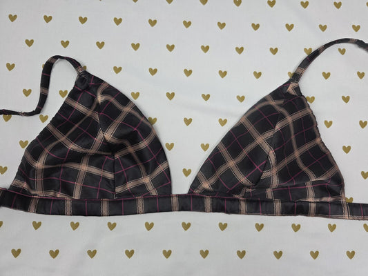 Victorias Secret  Satin Plaid Sexy Bralette Bra Top Tank  XL