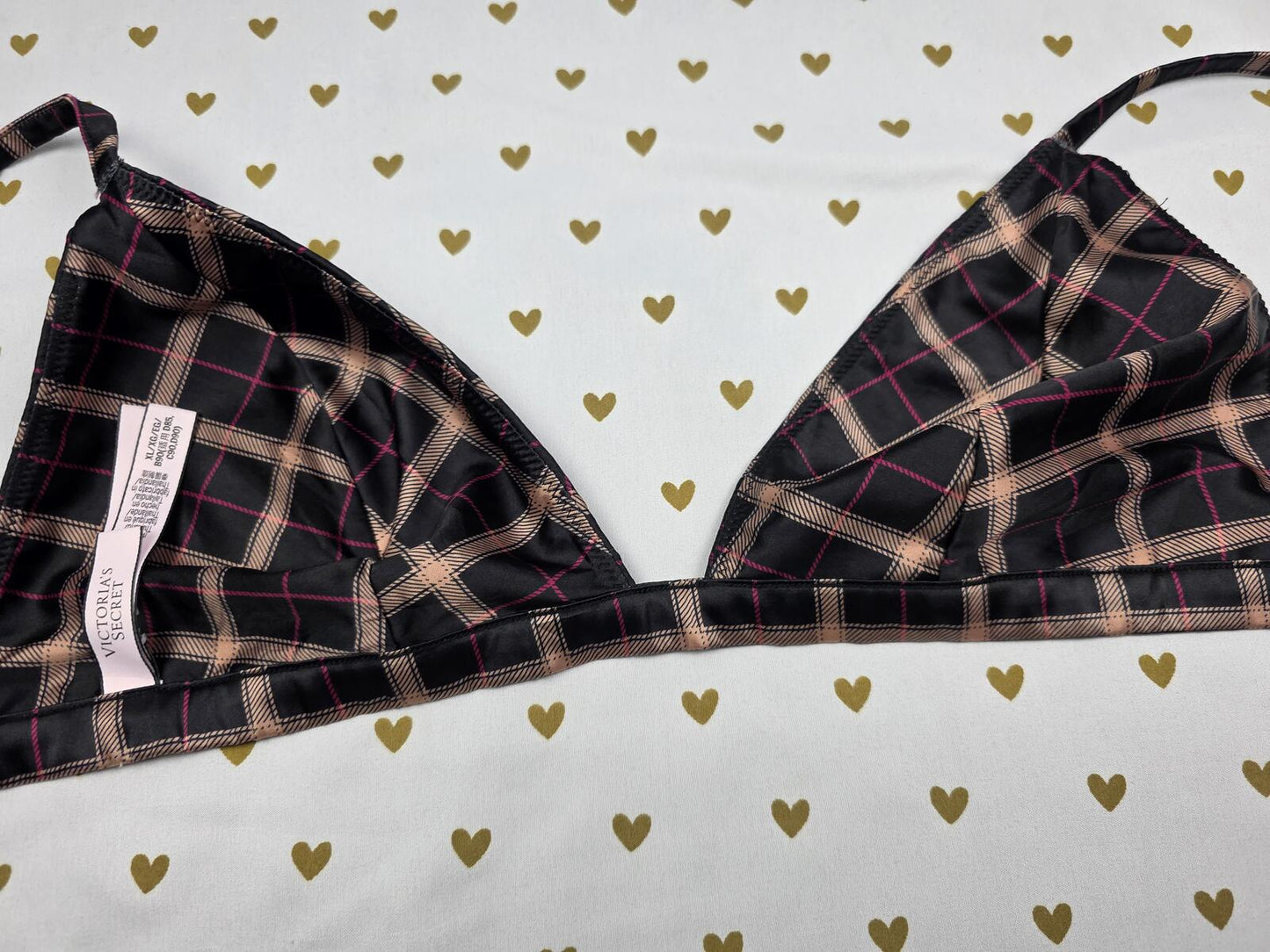 Victorias Secret  Satin Plaid Sexy Bralette Bra Top Tank  XL