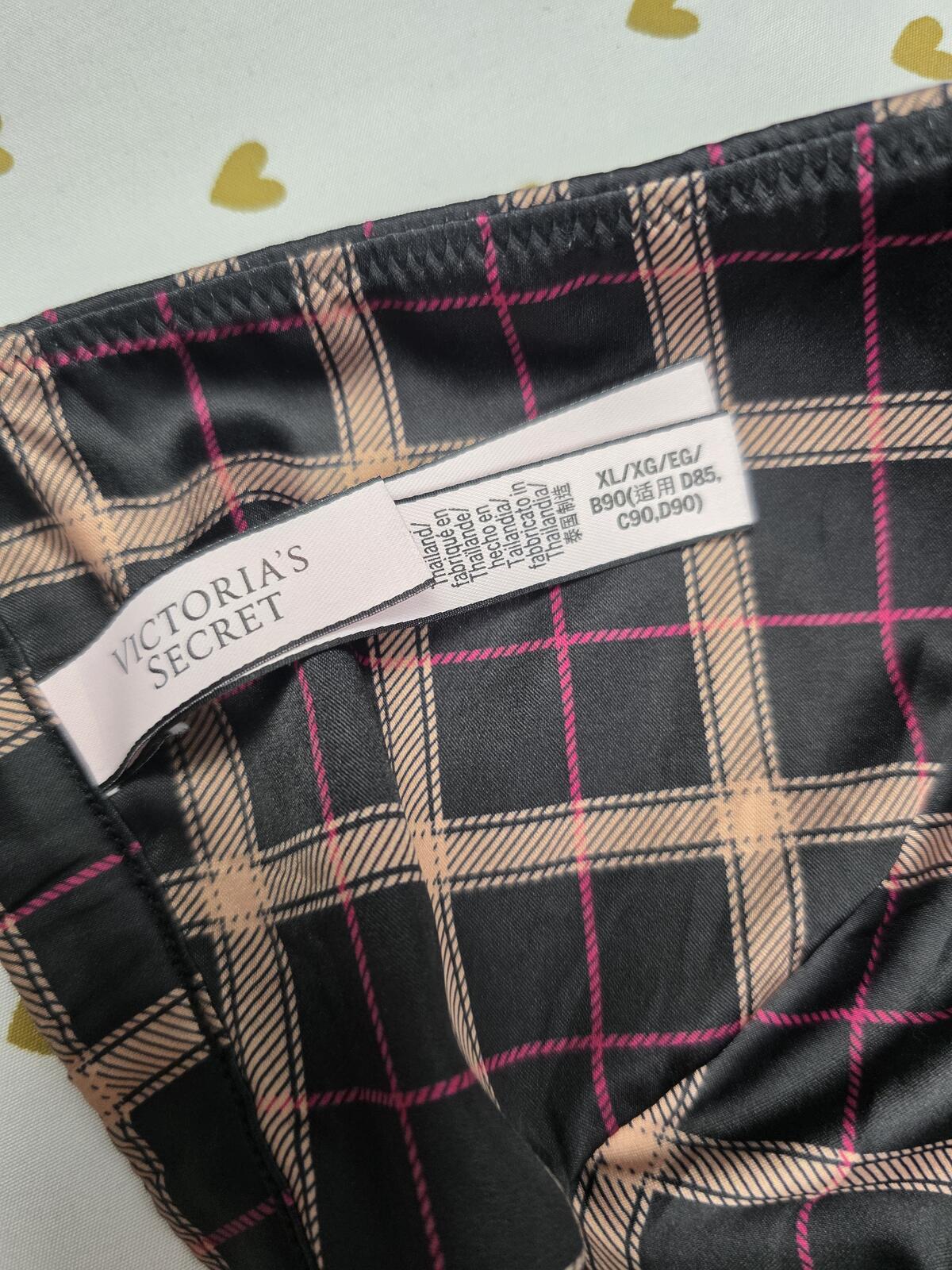 Victorias Secret  Satin Plaid Sexy Bralette Bra Top Tank  XL