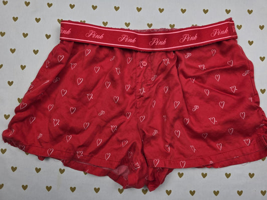 Victorias Secret PINK Silky HEARTS XS Sleep Shorts Boxers Pajama Bottoms