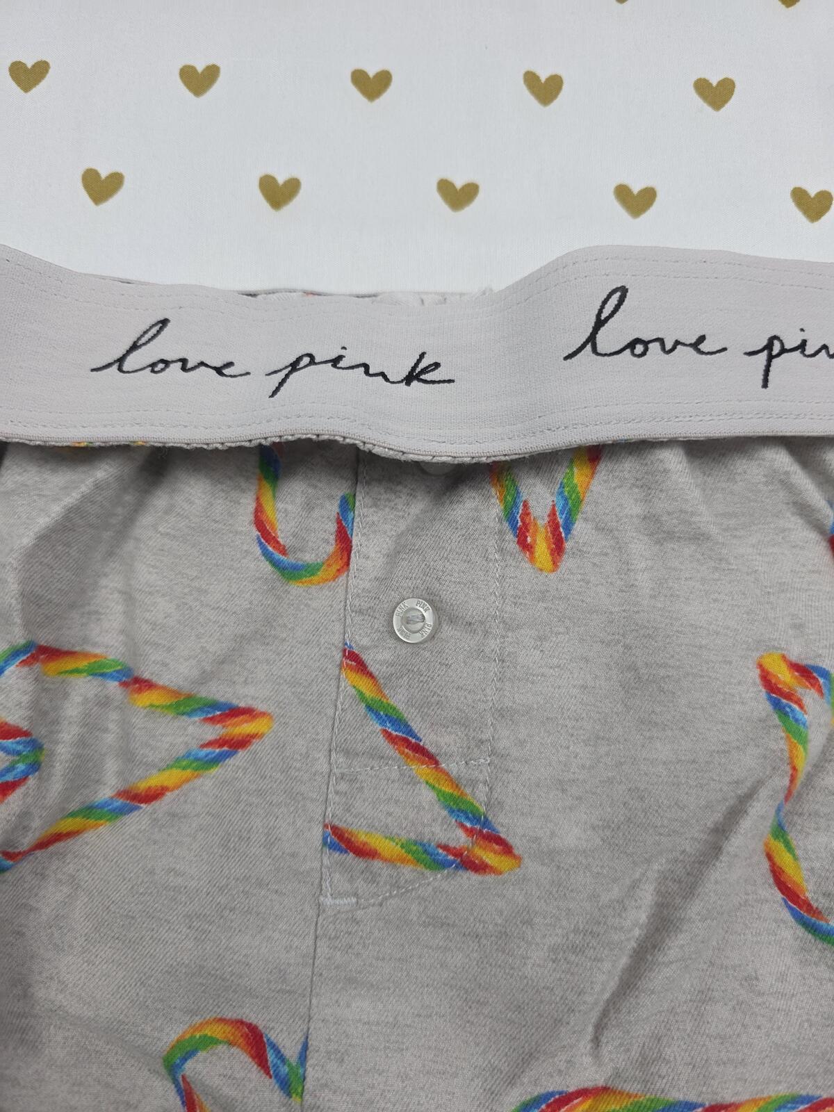 Victorias Secret PINK HEART RAINBOW XS  Sleep Shorts Boxers Pajama Bottoms