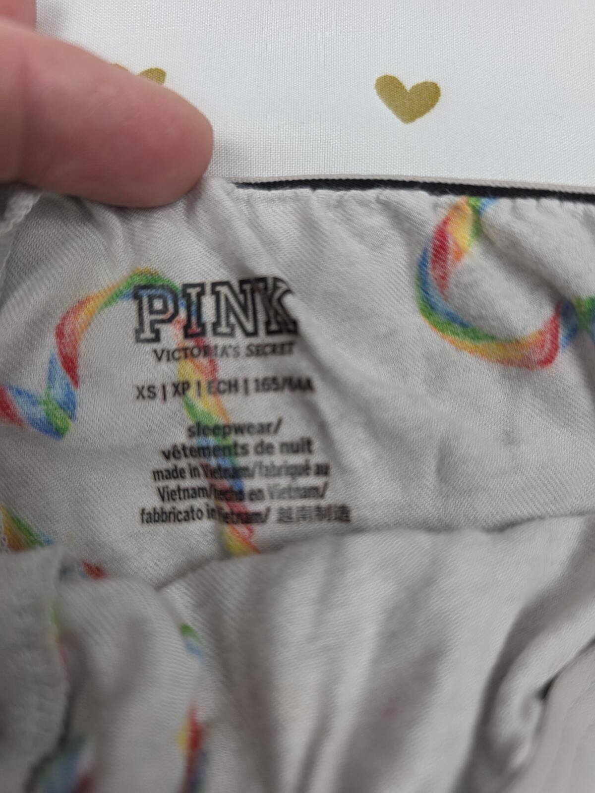 Victorias Secret PINK HEART RAINBOW XS  Sleep Shorts Boxers Pajama Bottoms