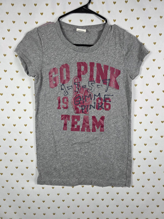Victorias Secret PINK GO TEAM Grey Vintage y2k Logo Tee shirt MEDIUM