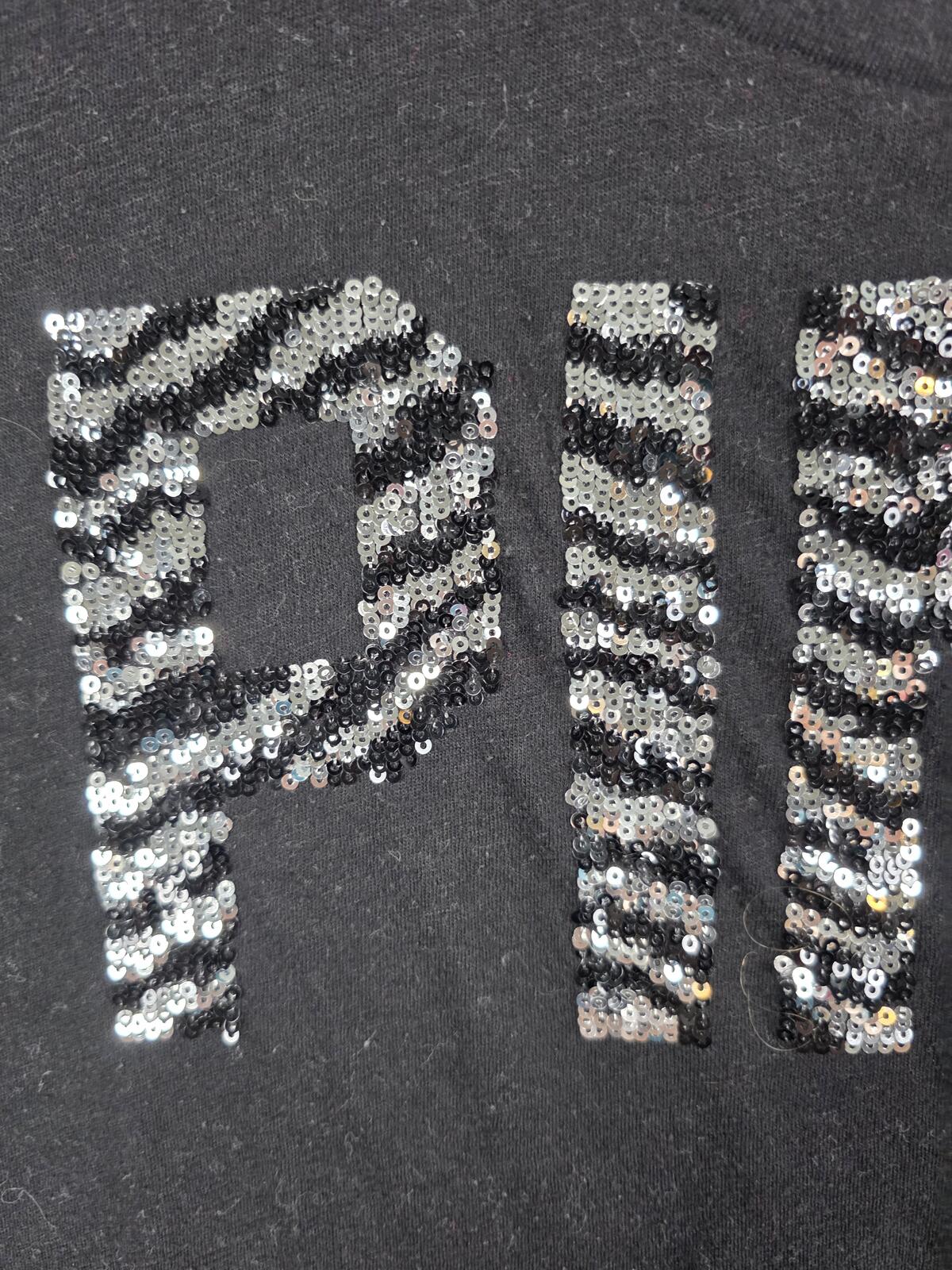 Victorias Secret PINK Rare ZEBRA BLING SEQUINED Vintage Y2K Tee shirt Black SM