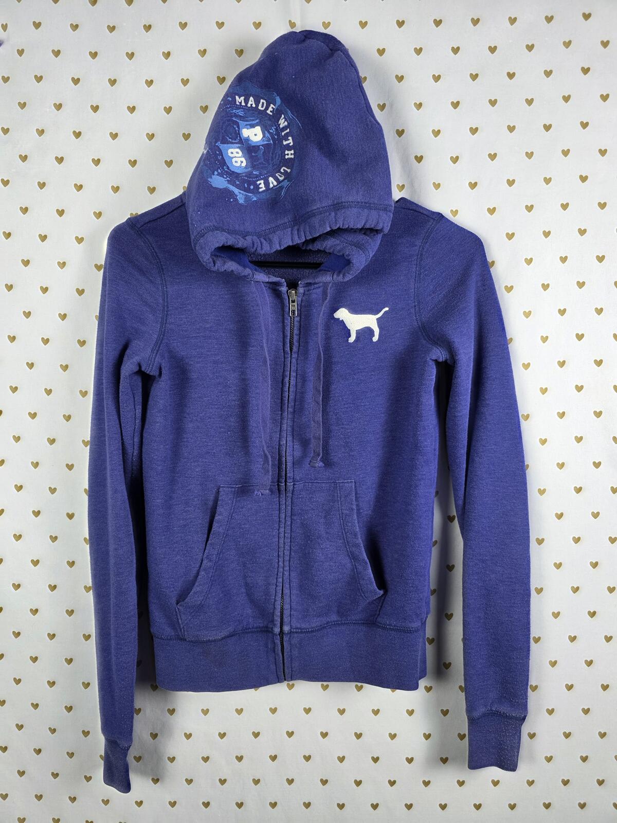 Victorias Secret Pink LOVE 86 Cute Hoodie Jacket Full Zip vintage y2k XS