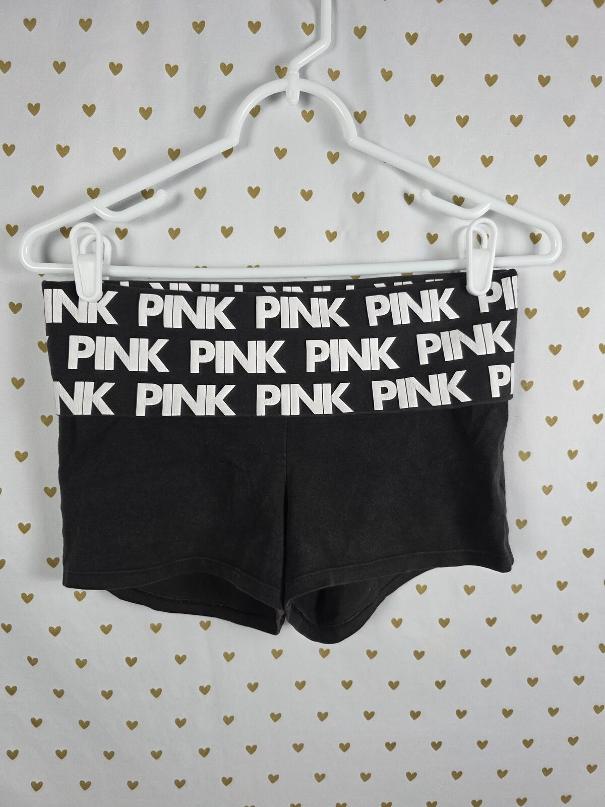 Victorias Secret PINK Logo Vintage FOLDOVER Yoga Shorts Small Y2k