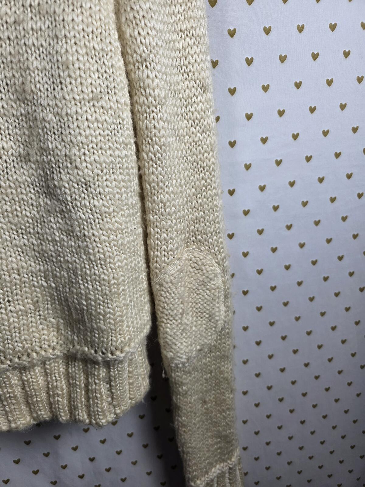 Victorias Secret Pink VINTAGE Y2K CREAM FUR HAND KNIT ZIP UP SWEATER Patch RARE