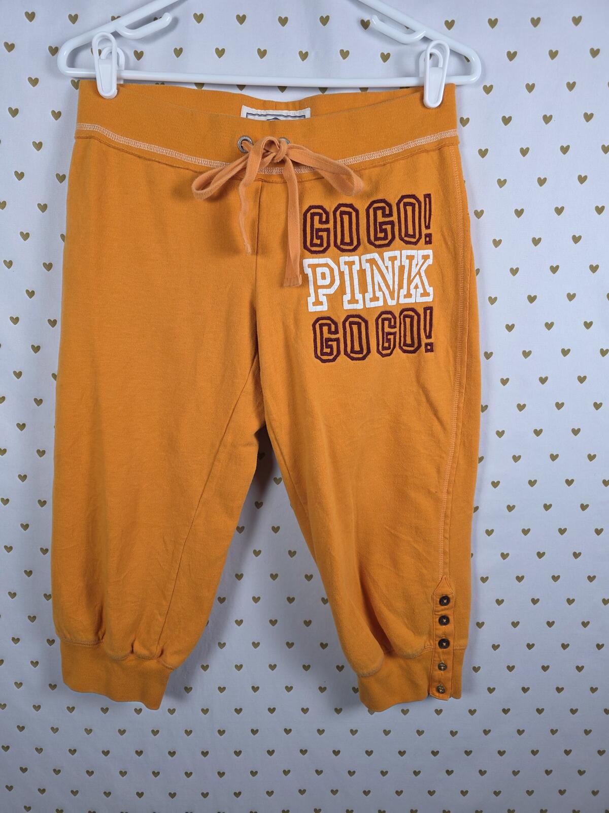 Victorias Secret PINK GO Capri Cropped Sweats Joggers Sweatpants Small LOGO BUTT