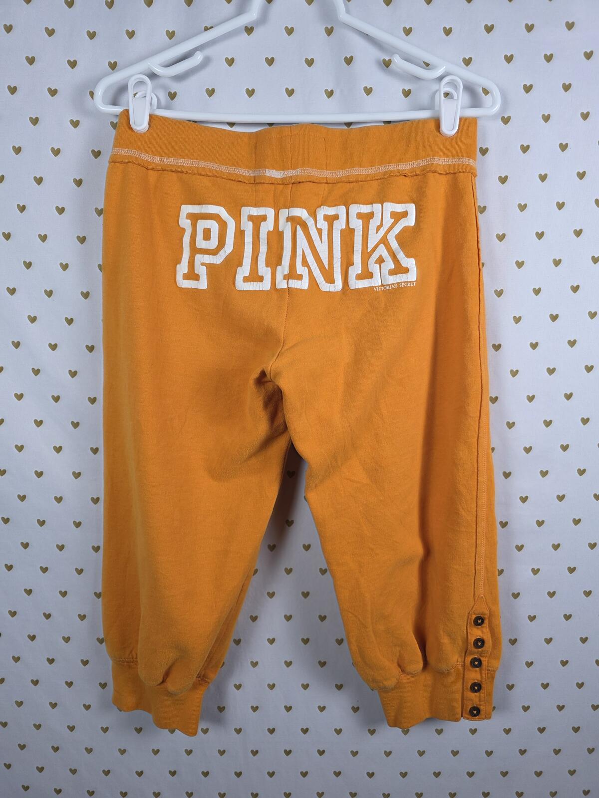 Victorias Secret PINK GO Capri Cropped Sweats Joggers Sweatpants Small LOGO BUTT