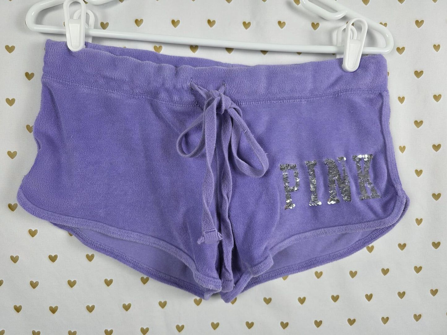 Victorias Secret PINK  BLING vintage Rare Purple Sequined VELOUR Shorts xs