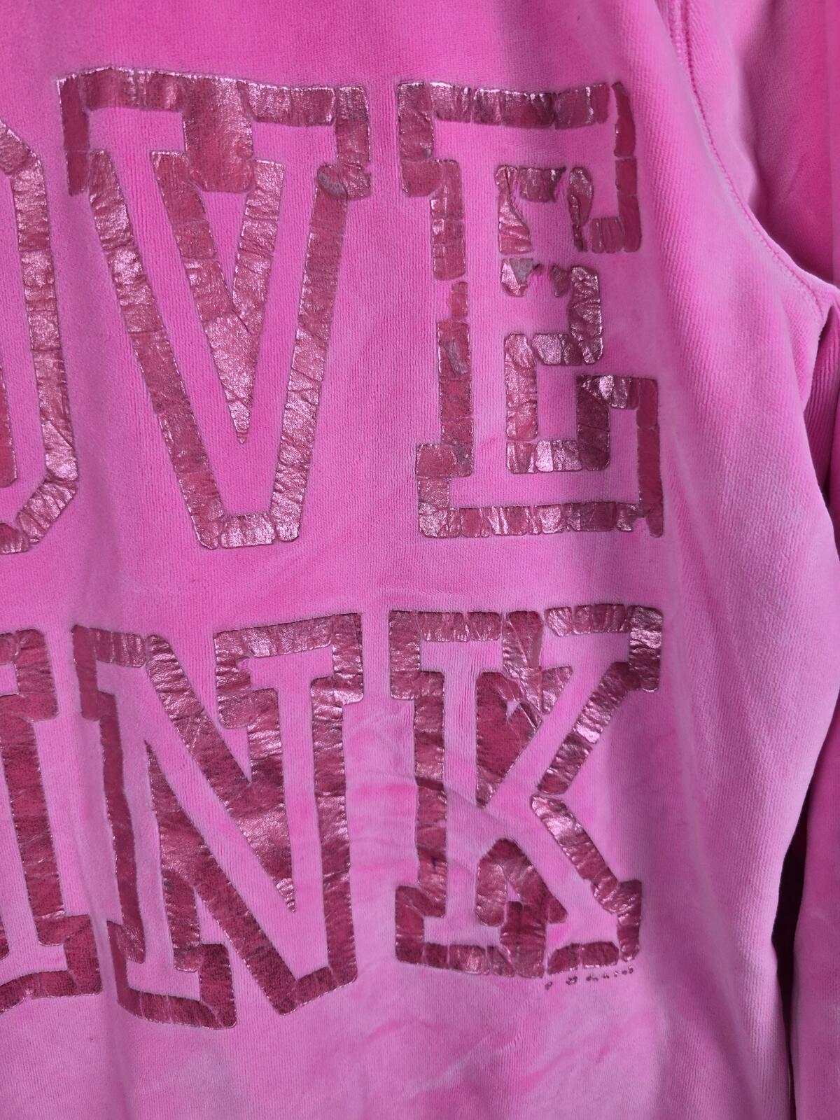 Victorias Secret Pink VELOUR Vintage LOVE Full Zip Hoodie Jacket Y2k Large