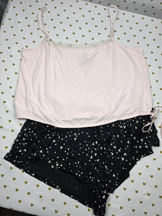 Victorias Secret Soft Comfy Heart Pajama Sleep PJ 2pc SET Tank Shorts XL