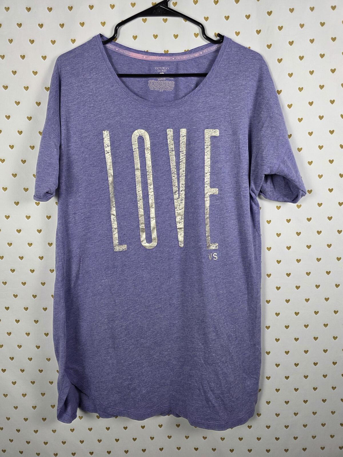 Victorias Secret Purple Super Soft LOVE logo Sleep Dress Nightgown Pajama Med