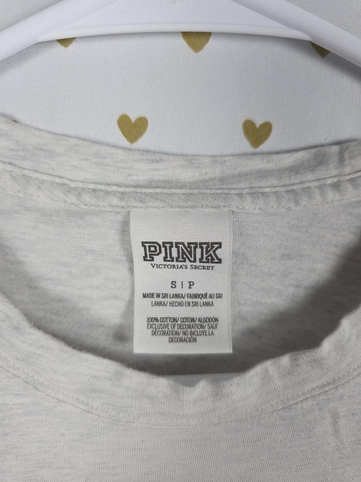 Victorias Secret PINK Campus Tee Shirt Pocket Dog Logo Long Sleeve tee shirt SM