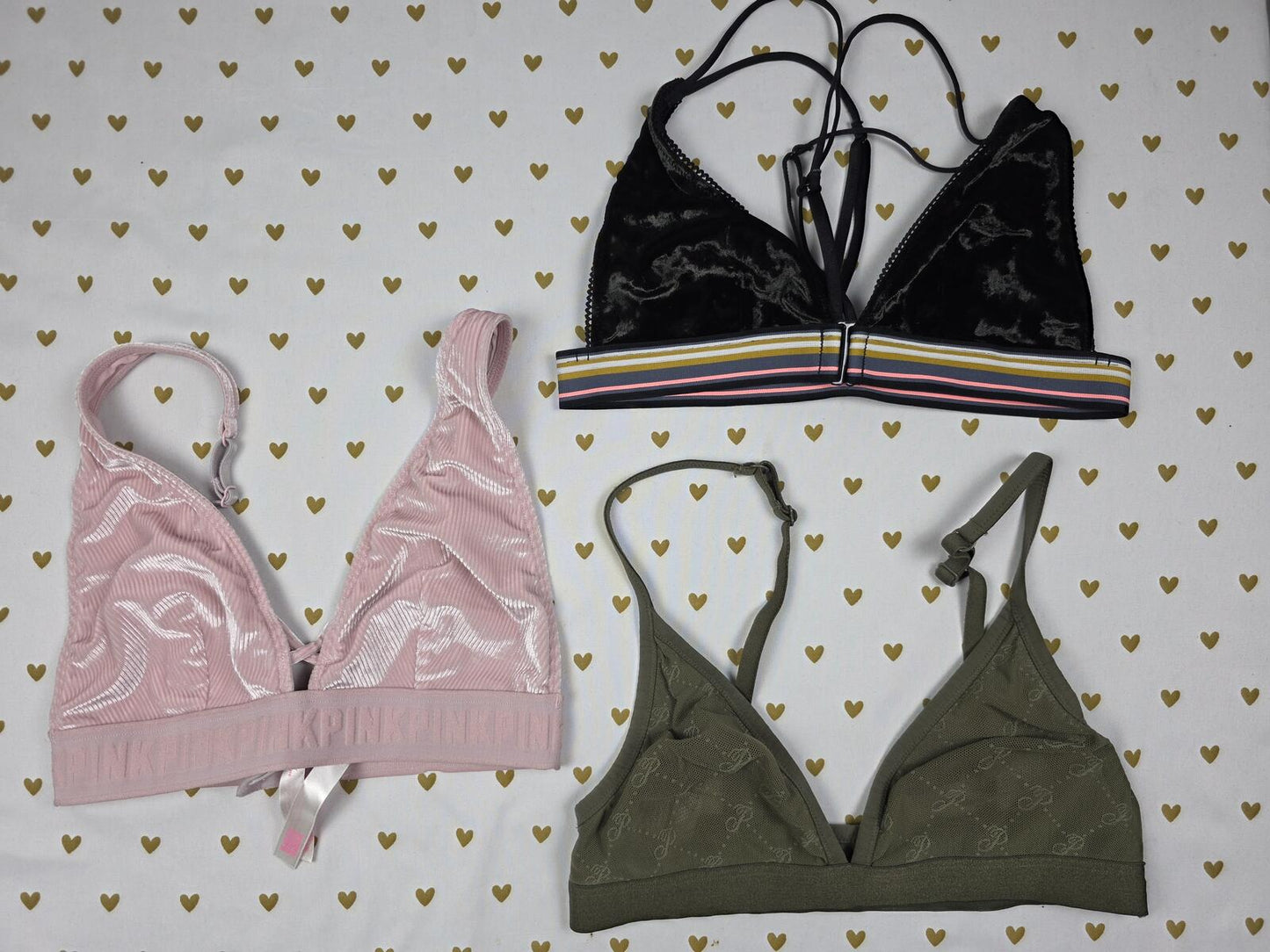 Victorias Secret Pink LOT OF 3 Sexy Small Bralettes Bra Tops Tanks