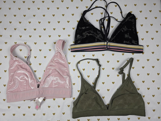 Victorias Secret Pink LOT OF 3 Sexy Small Bralettes Bra Tops Tanks