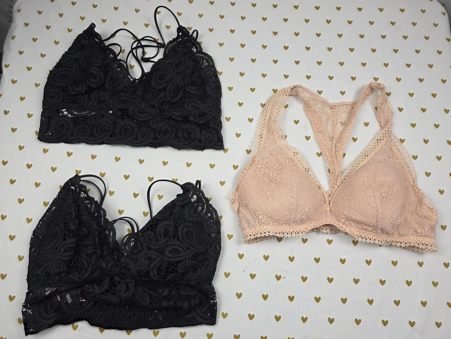 Victorias Secret Pink LOT OF 3 MEDIUM Lacey Cute Bralettes Bra Tops Tanks
