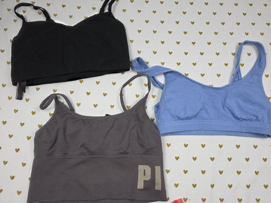 Victorias Secret Pink LOT OF 3 XS Lounge Comfy Bralettes Bra Tops Tanks