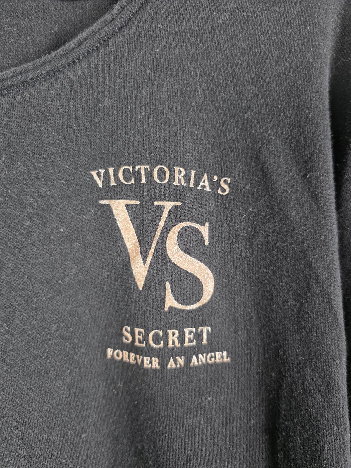 Victorias Secret Black ANGELS Long Sleeve Nightgown Night Sleep Shirt SMALL