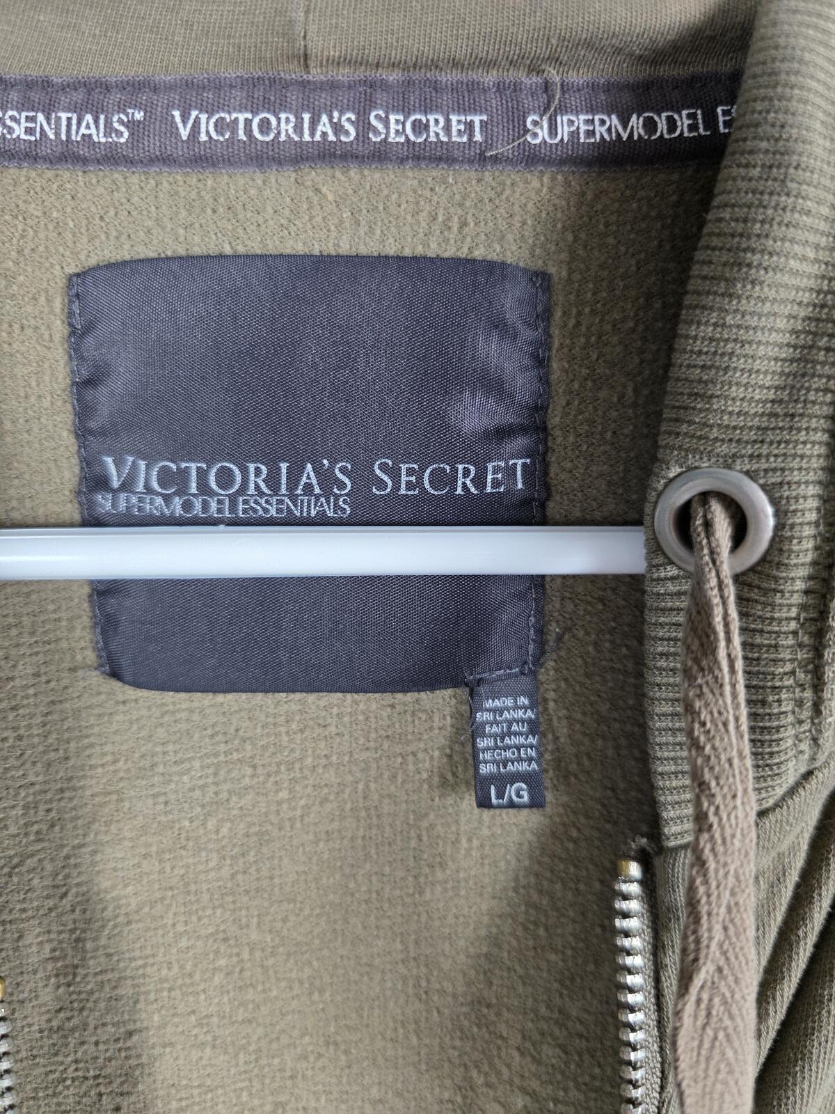 Victorias Secret Supermodel Essentials Olive Green WINGS Bling Hoodie Jacket L
