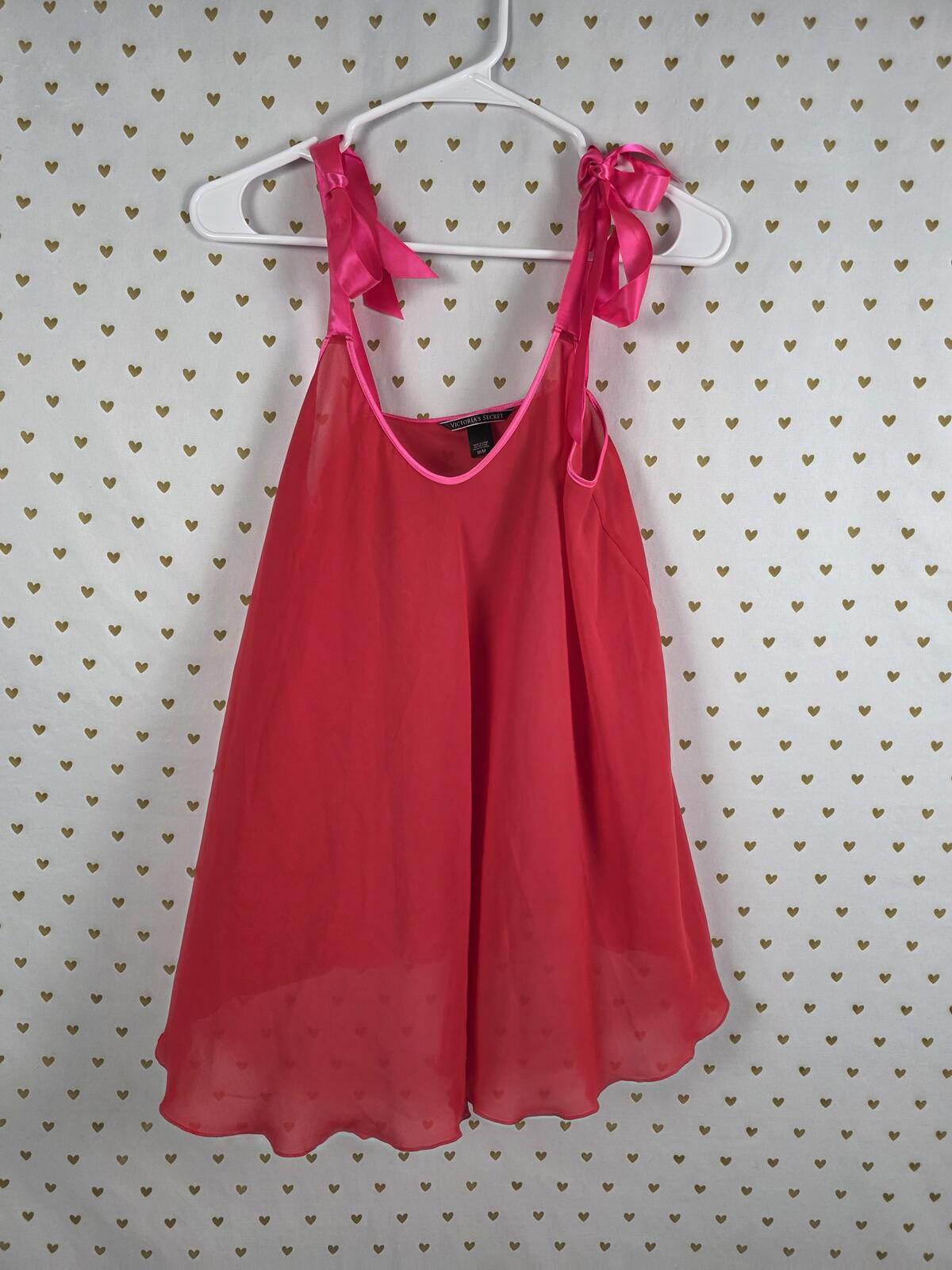 Victorias Secret Sexy Bow Tie Up Mesh Sheer Babydoll Nightie Lingerie MEDIUM