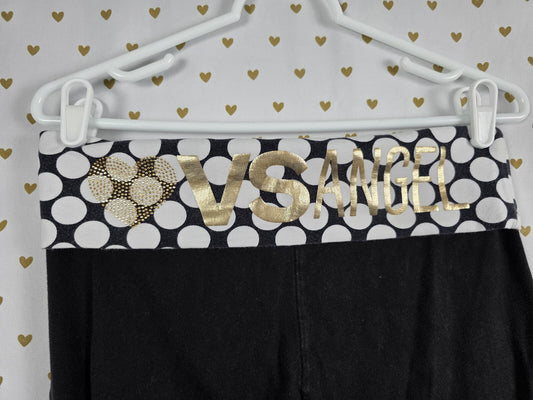Victorias Secret VS BLING Gold FOLDOVER Yoga Pants Capri Y2k Vintage MEDIUM