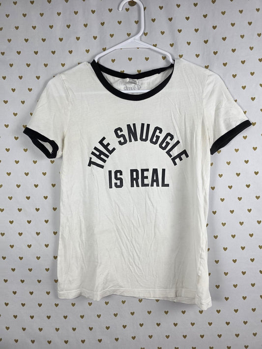 Victorias Secret PINK THE SNUGGLE IS REAL Ringer Tee Shirt S