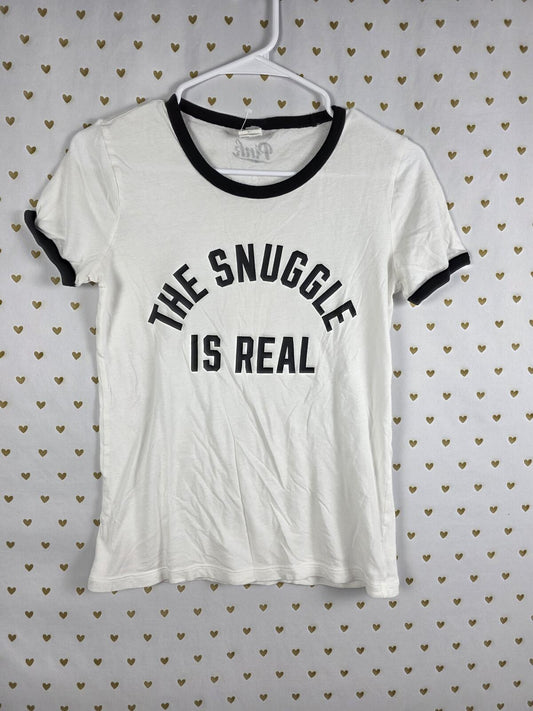 Victorias Secret PINK THE SNUGGLE IS REAL Ringer Tee Shirt XS