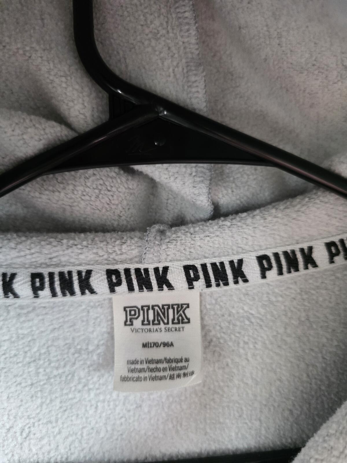 Victorias Secret Pink Logo Butt SET Hoodie Full Zip Jacket Sweatpants 2pc SMALL
