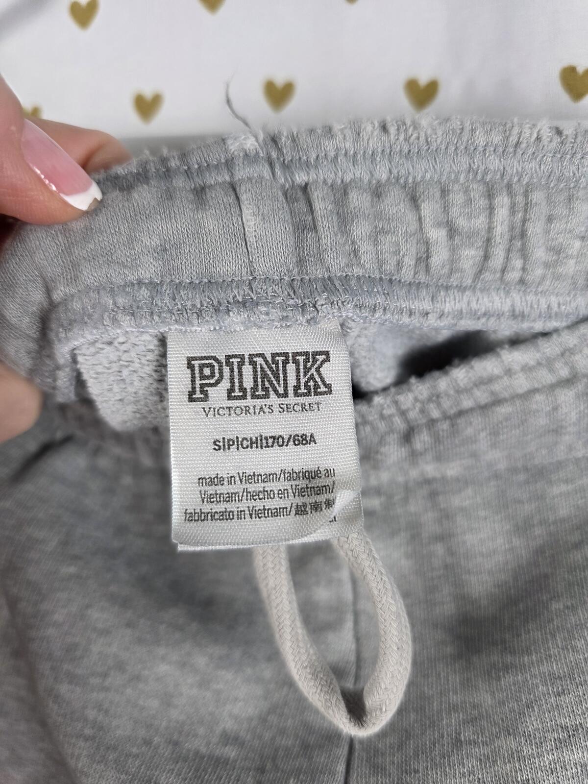 Victorias Secret Pink Logo Butt SET Hoodie Full Zip Jacket Sweatpants 2pc SMALL