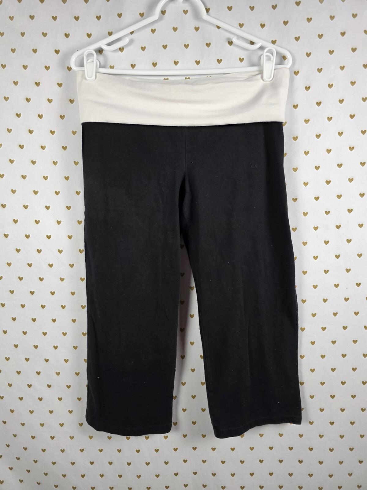 Victorias Secret PINK White Logo FOLDOVER Yoga Pants Capri Y2k LARGE