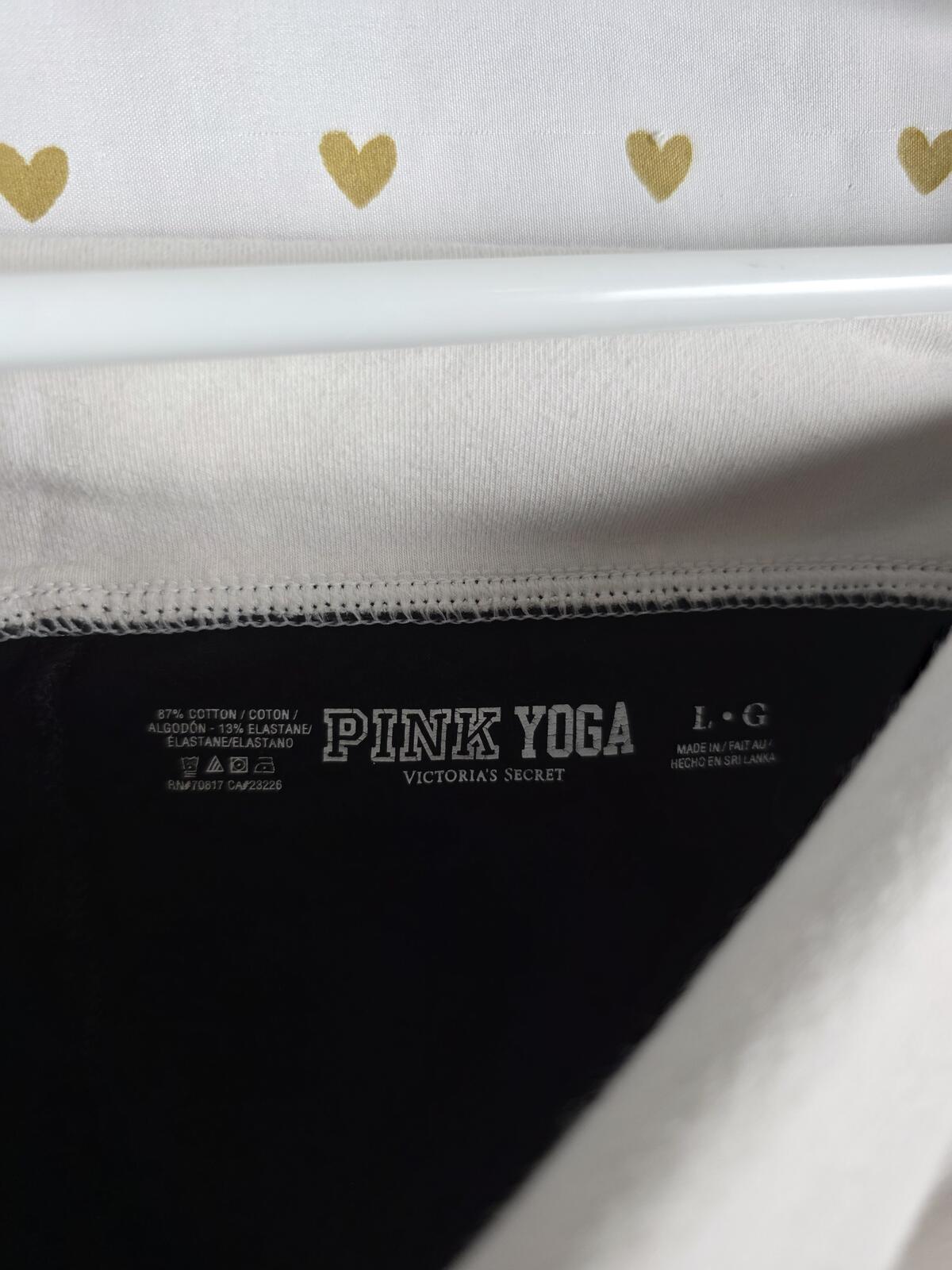 Victorias Secret PINK White Logo FOLDOVER Yoga Pants Capri Y2k LARGE