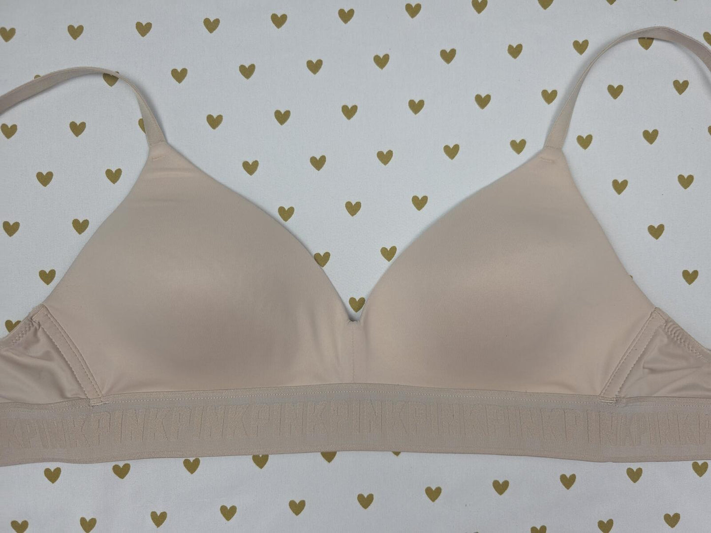 Victorias Secret PINK Beige Wireless No Wire Bra Wear everywhere 32D