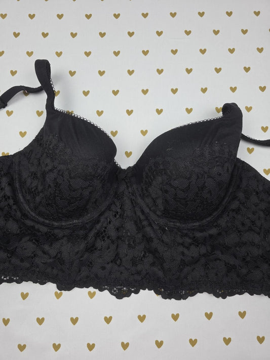 Victoria's Secret Black Corset Style Bustier Bra Body By victoria Lined Demi 34D