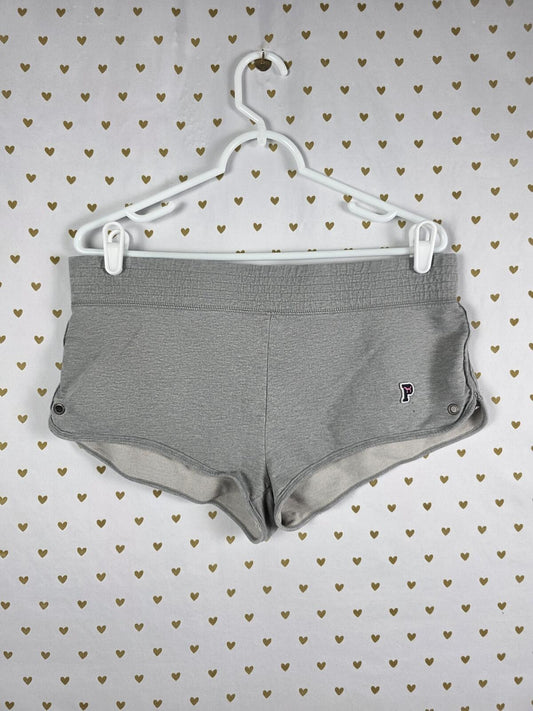 Victorias Secret PINK BOOTY SHORTS Grey Logo Grommet VINTAGE y2k '07 MEDIUM