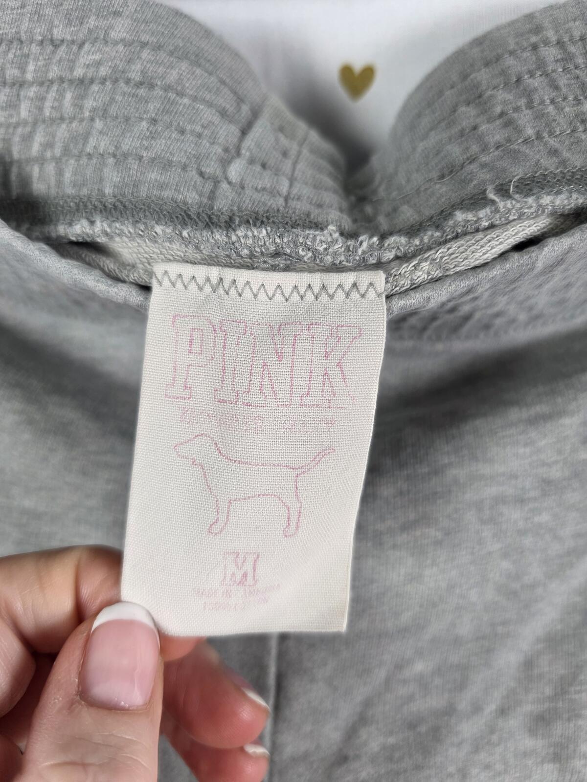 Victorias Secret PINK BOOTY SHORTS Grey Logo Grommet VINTAGE y2k '07 MEDIUM