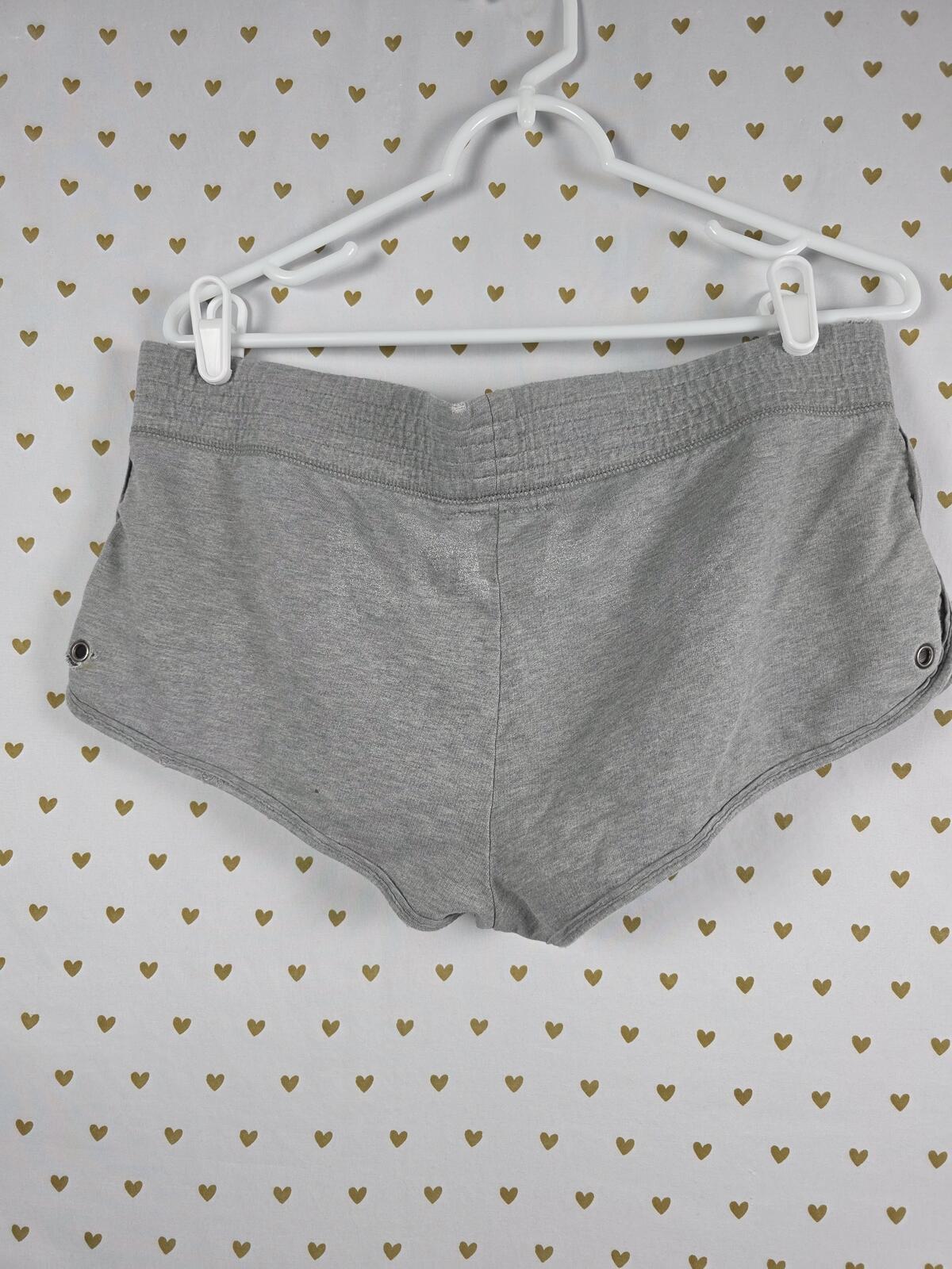 Victorias Secret PINK BOOTY SHORTS Grey Logo Grommet VINTAGE y2k '07 MEDIUM