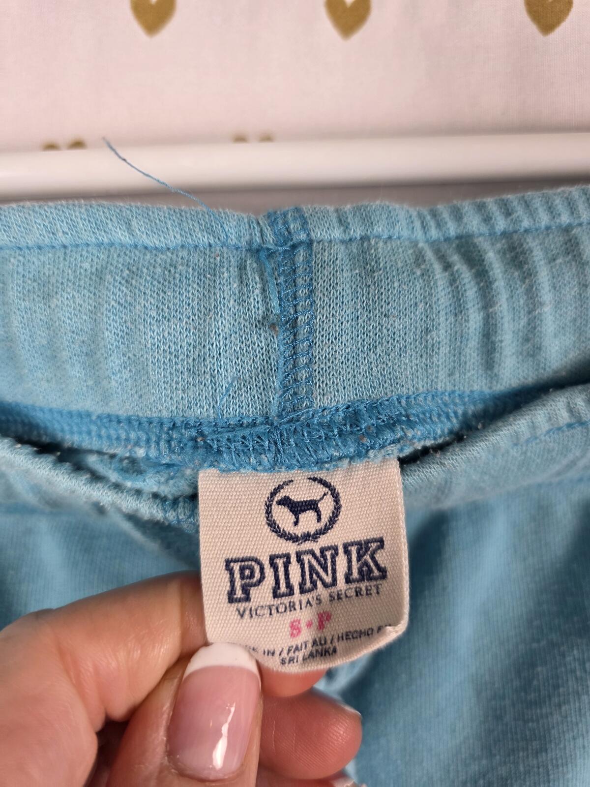 Victorias Secret PINK VIntage Y2k Blue Sweat shorts CAN'T GET ENOUGH Small