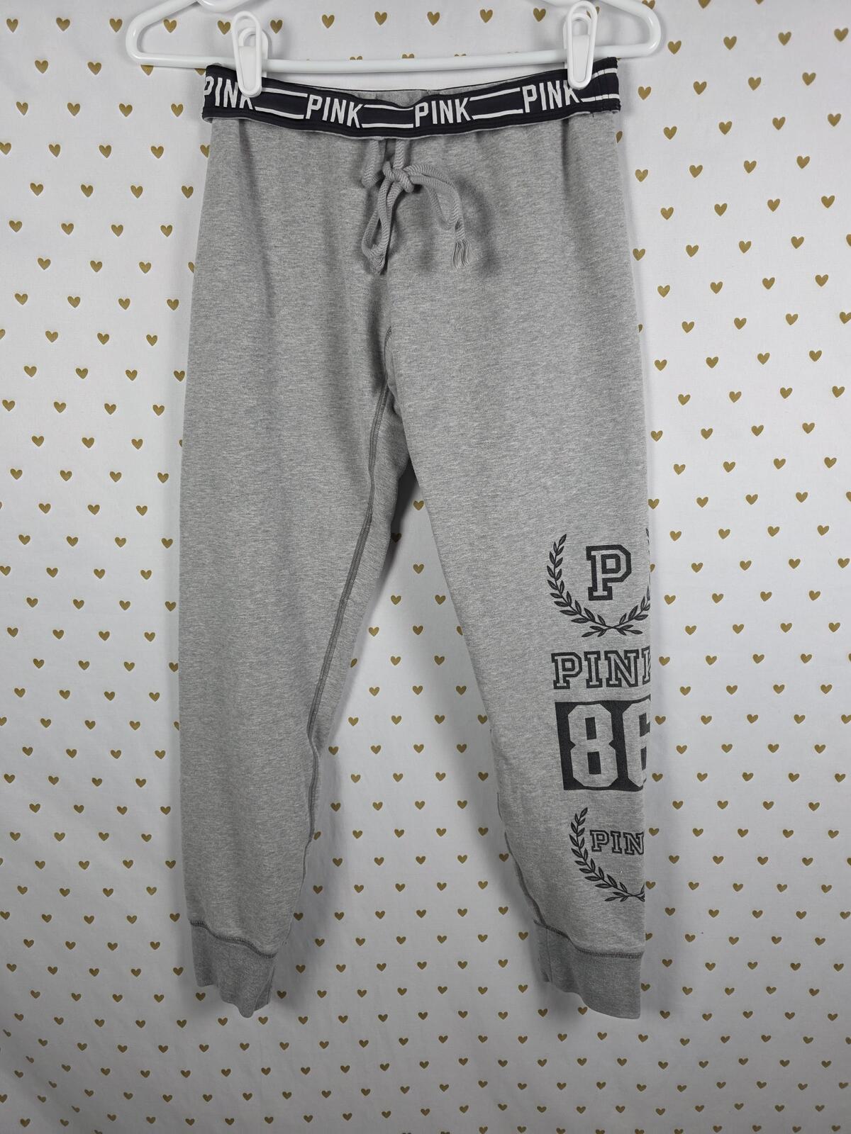 Victorias Secret PINK Logo Tapered Sweats Joggers Sweatpants Small