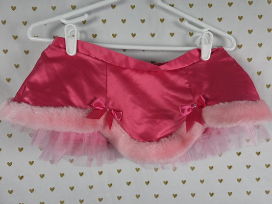 SEXY LITTLE THINGS Pink Satin Fur Tulle Mini Skirt Vintage '07