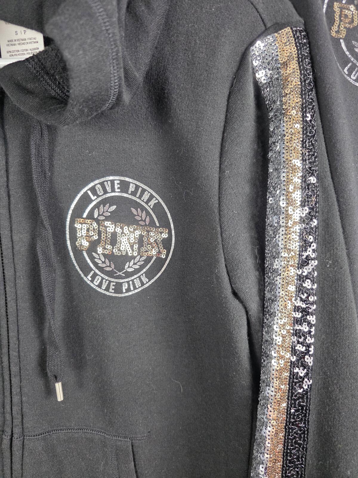 Victorias Secret Pink Vintage RARE Bling SET Hoodie Joggers Sweats Sm MED 2pc
