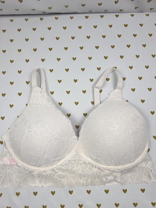 Victorias Secret PINK White Large Lace Soft Bralette Bra Top Tank
