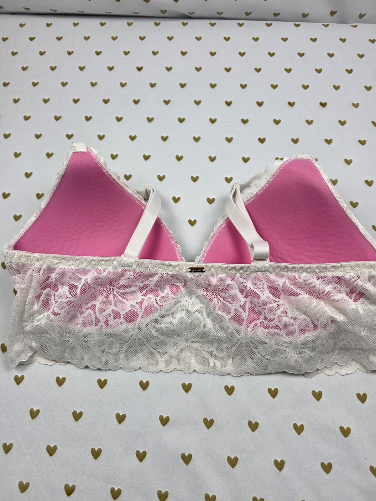 Victorias Secret PINK White Large Lace Soft Bralette Bra Top Tank