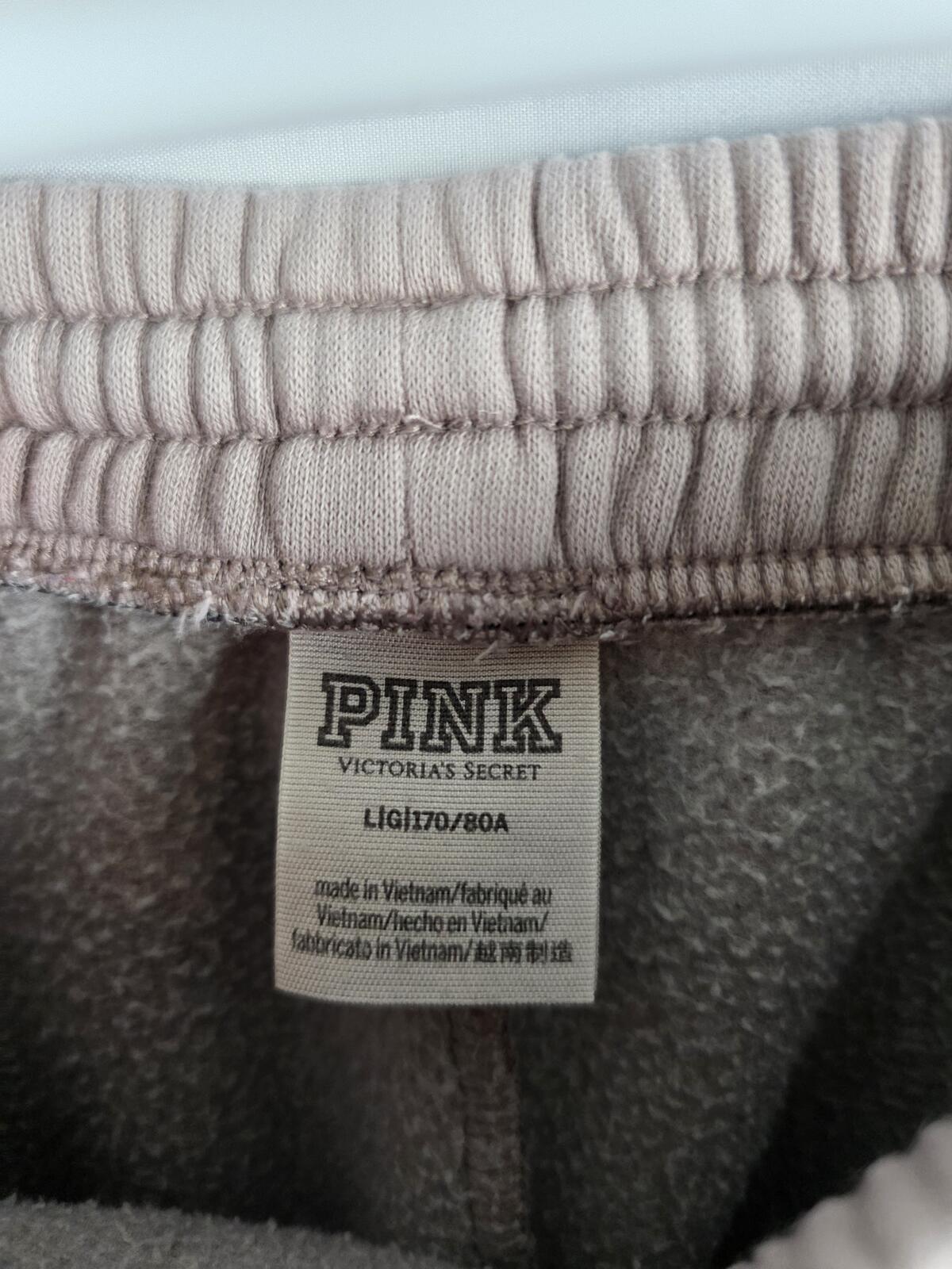 Victorias Secret PINK Taupe Tapered Sweatpants Sweats Joggers LARGE