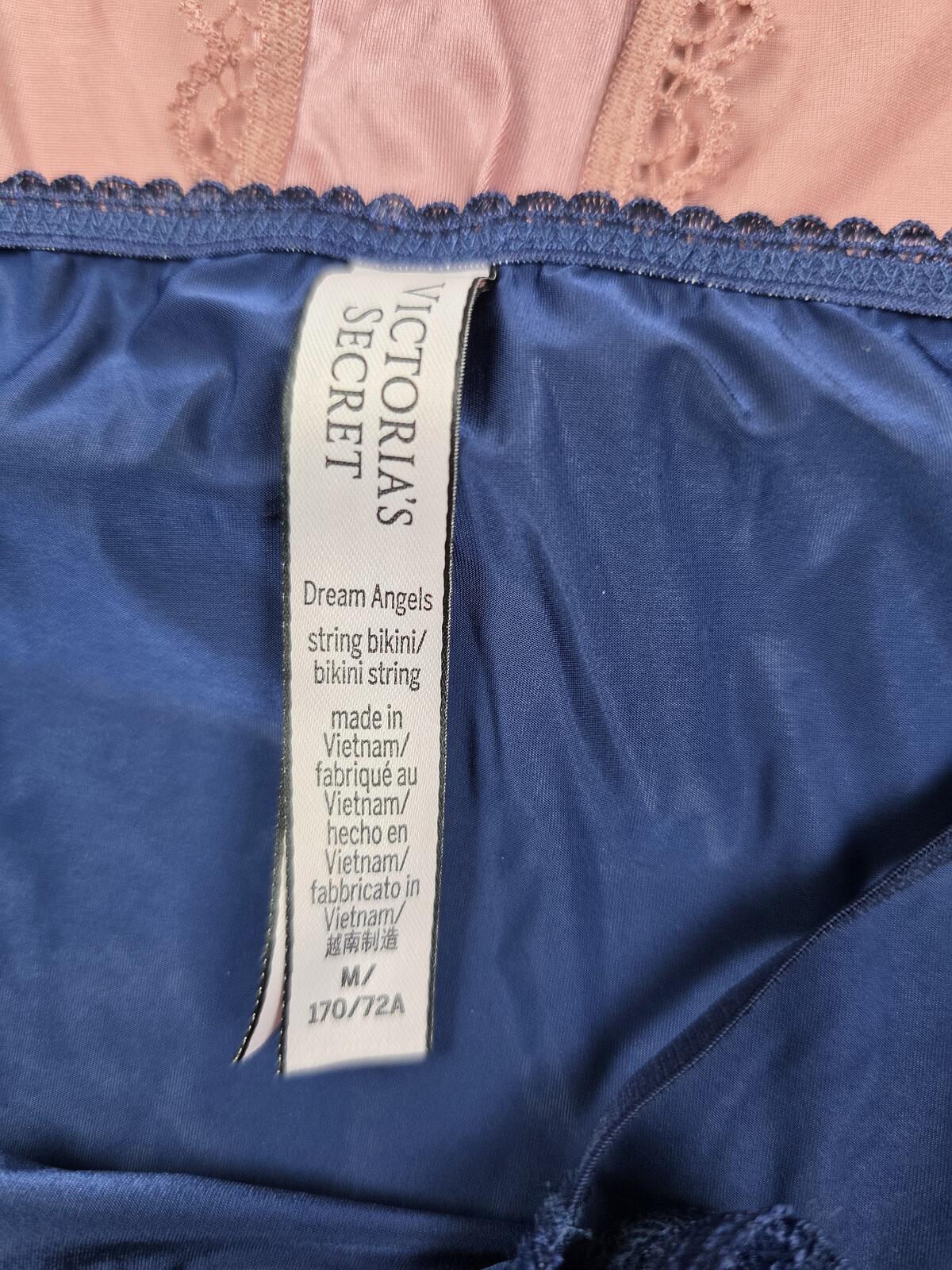 Victorias Secret LOT of 3 MEDIUM Satin Bikini Panties & String Silky Underwear