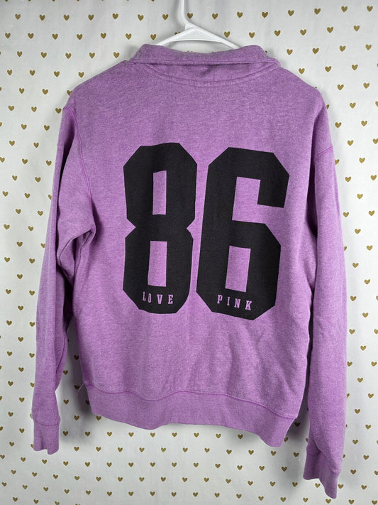 Victorias Secret Pink Vintage Purple 86 Quarter Zip Sweater Shirt XS Oversized